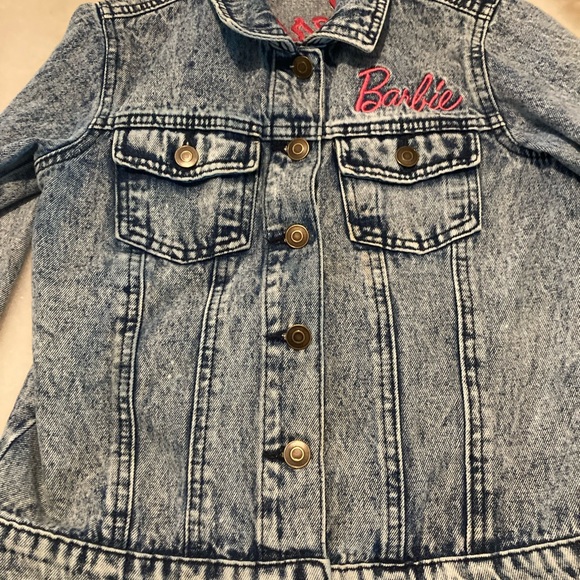 Barbie Embroidered Denim Jean Jacket Acid Washed Girls Size M - Picture 2 of 5